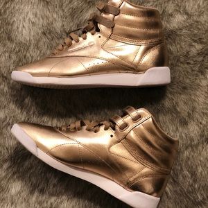 Gold Metallic Reebok Classic Hi Tops